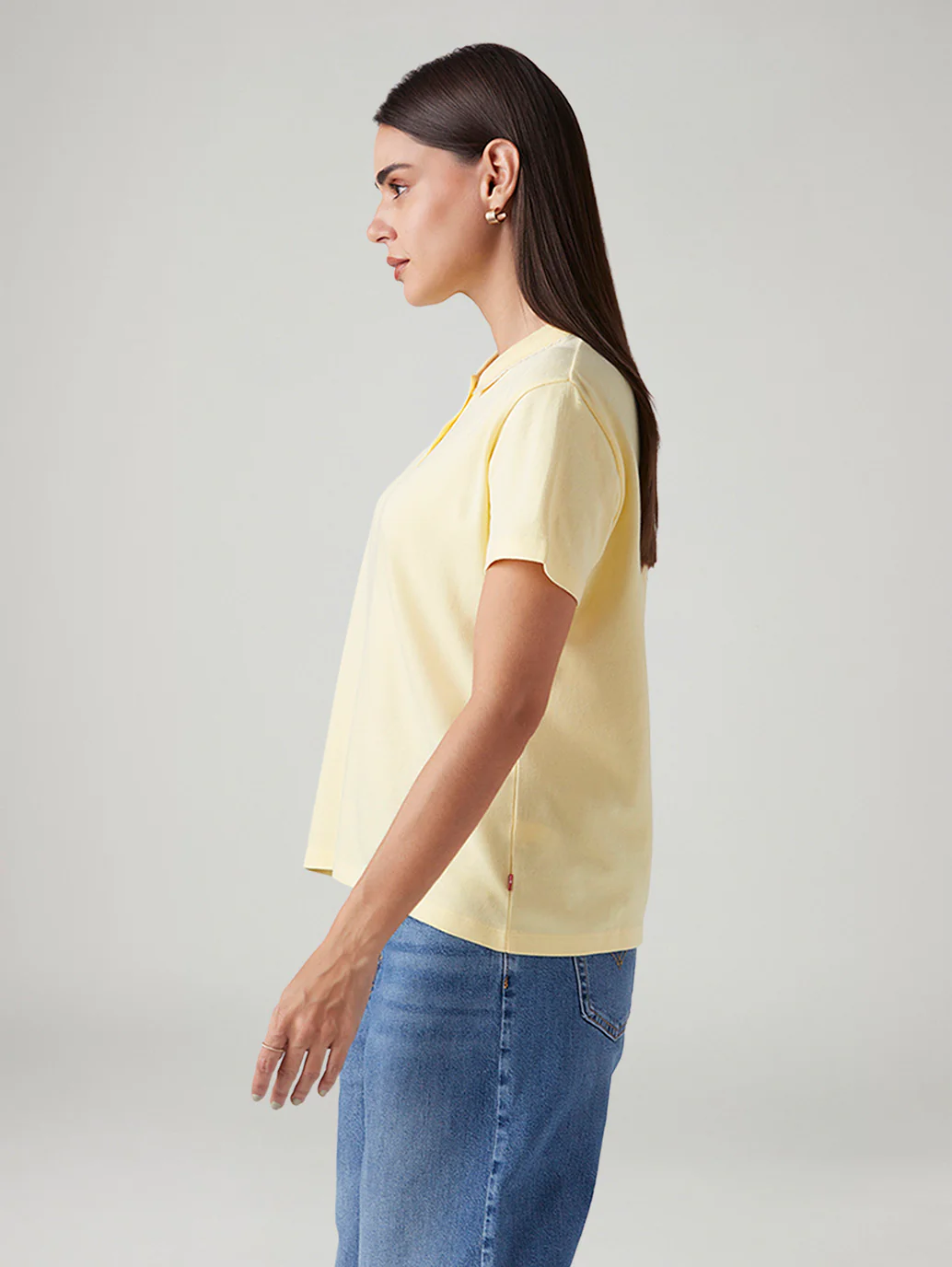 Women's Solid Yellow Polo T-shirt - Image 5