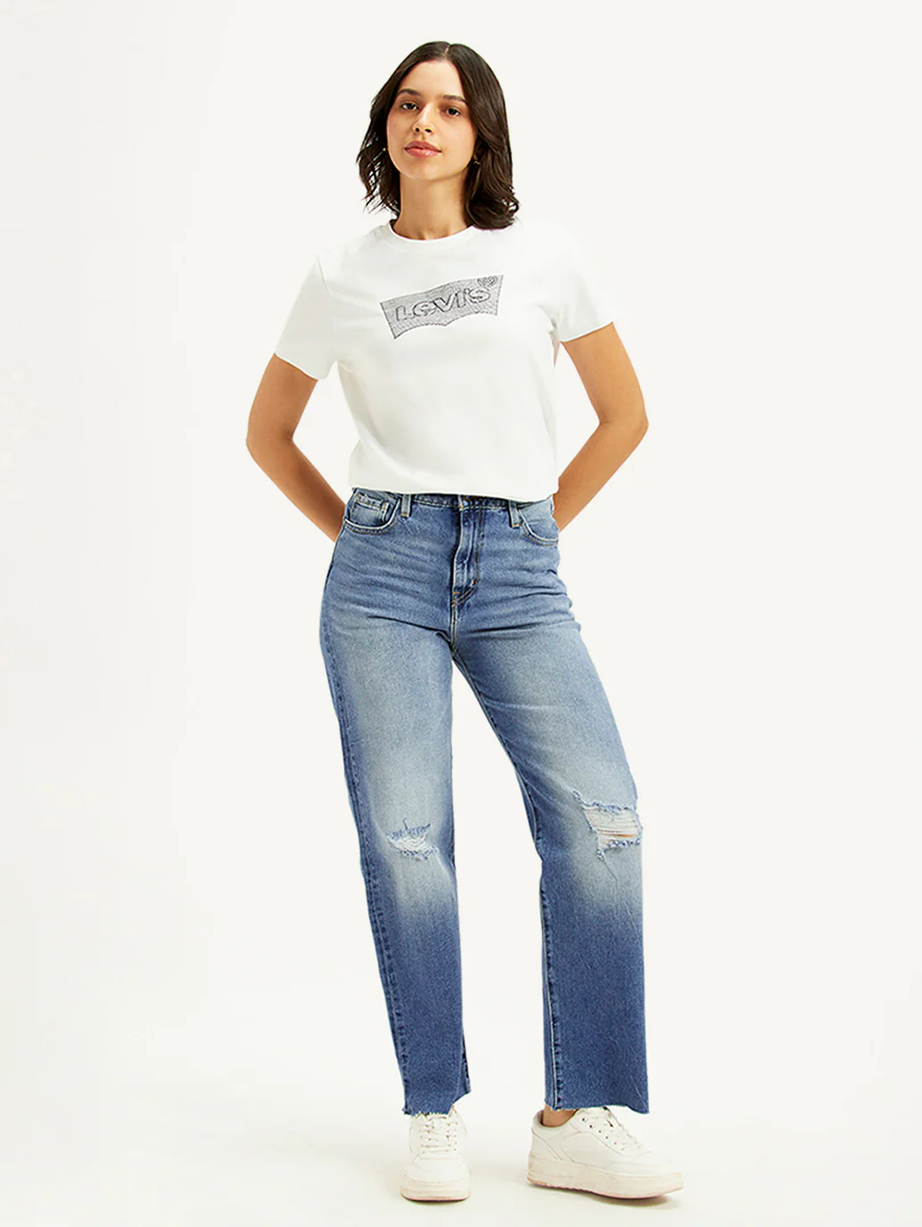 Women's Blue Ribcage Straight Fit High Rise Jeans - Image 2