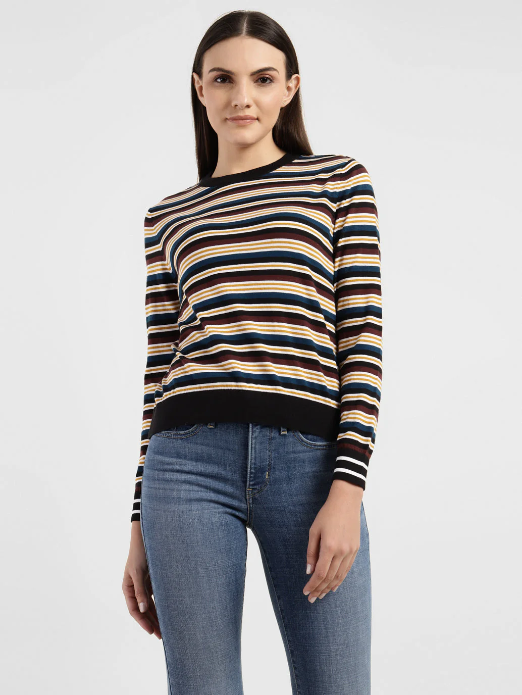 Women's Striped Crew Neck Sweater - Image 2