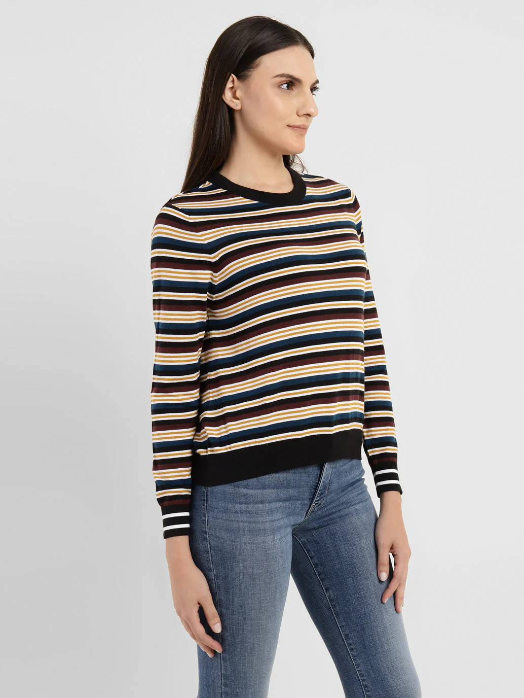 Women's Striped Crew Neck Sweater - Image 4