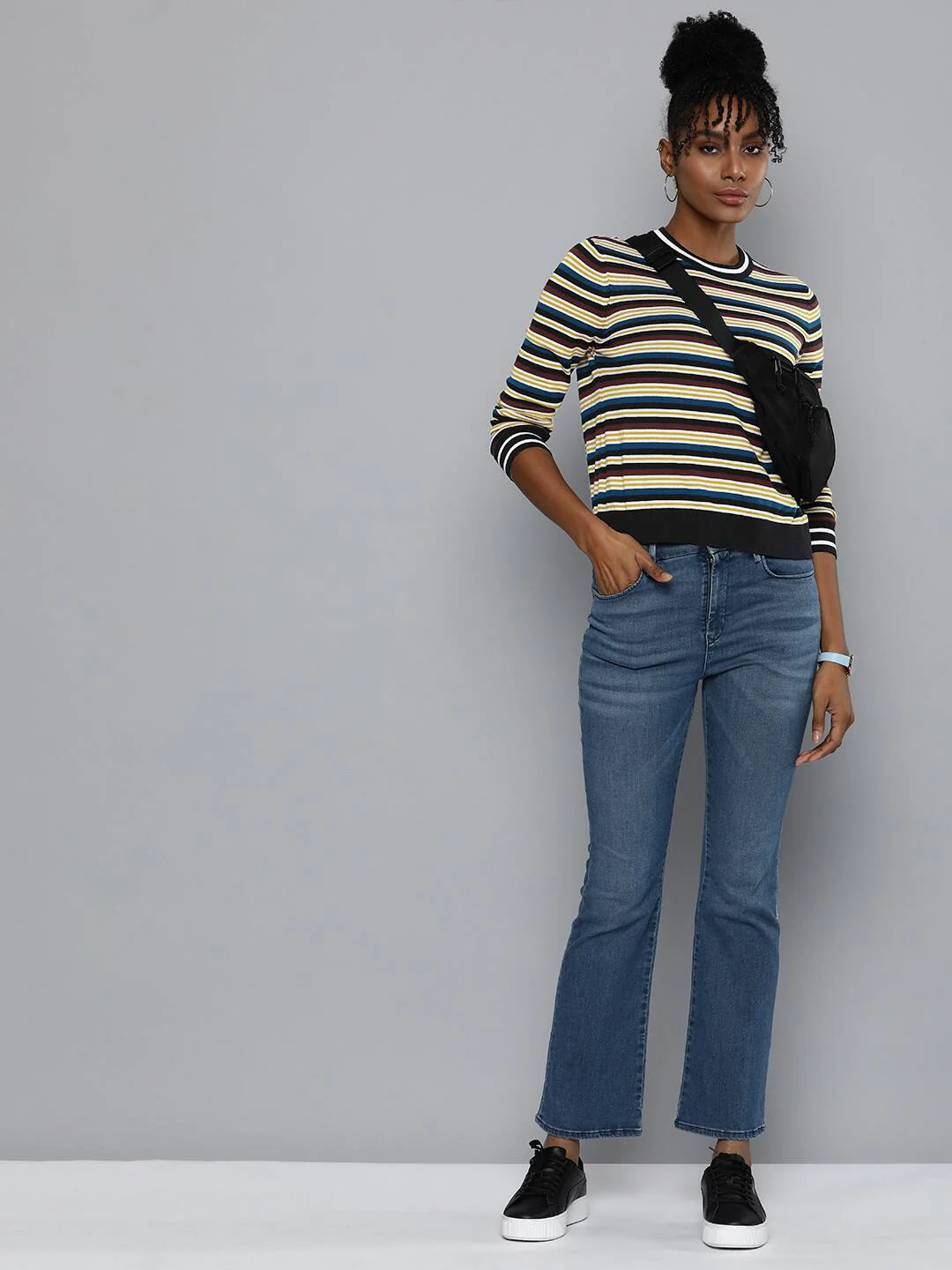 Women's Striped Crew Neck Sweater - Image 7
