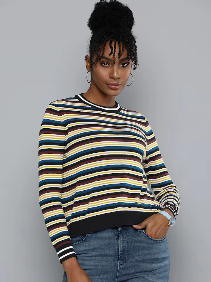 Women's Striped Crew Neck Sweater - Image 8