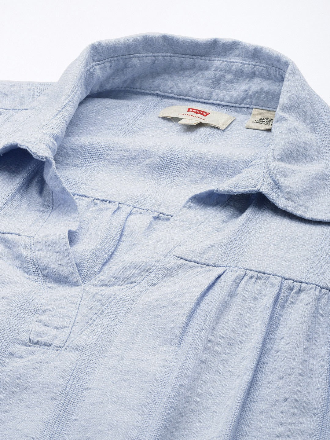 Women's Striped Blue Spread Collar Top - Image 4