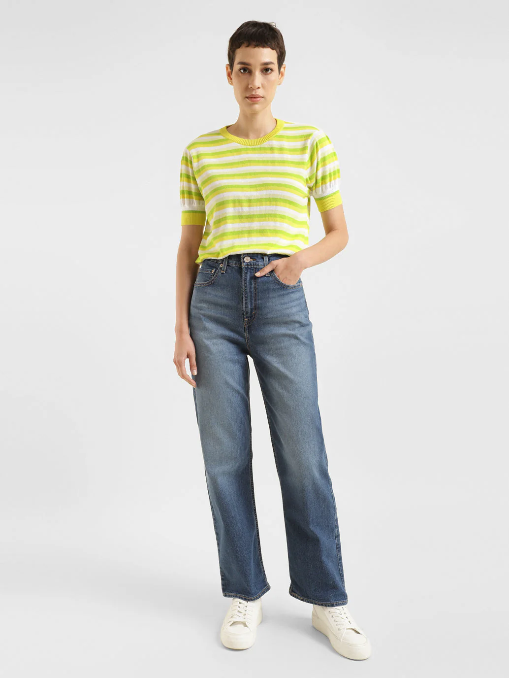 Women's Striped Round Neck Sweater - Image 2