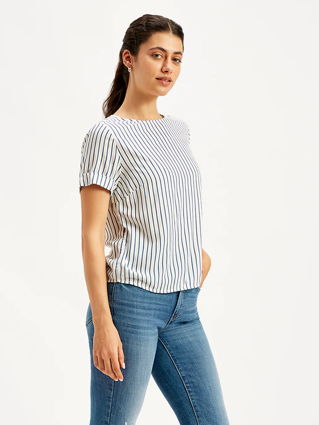 Women's Striped Round Neck Top - Image 5