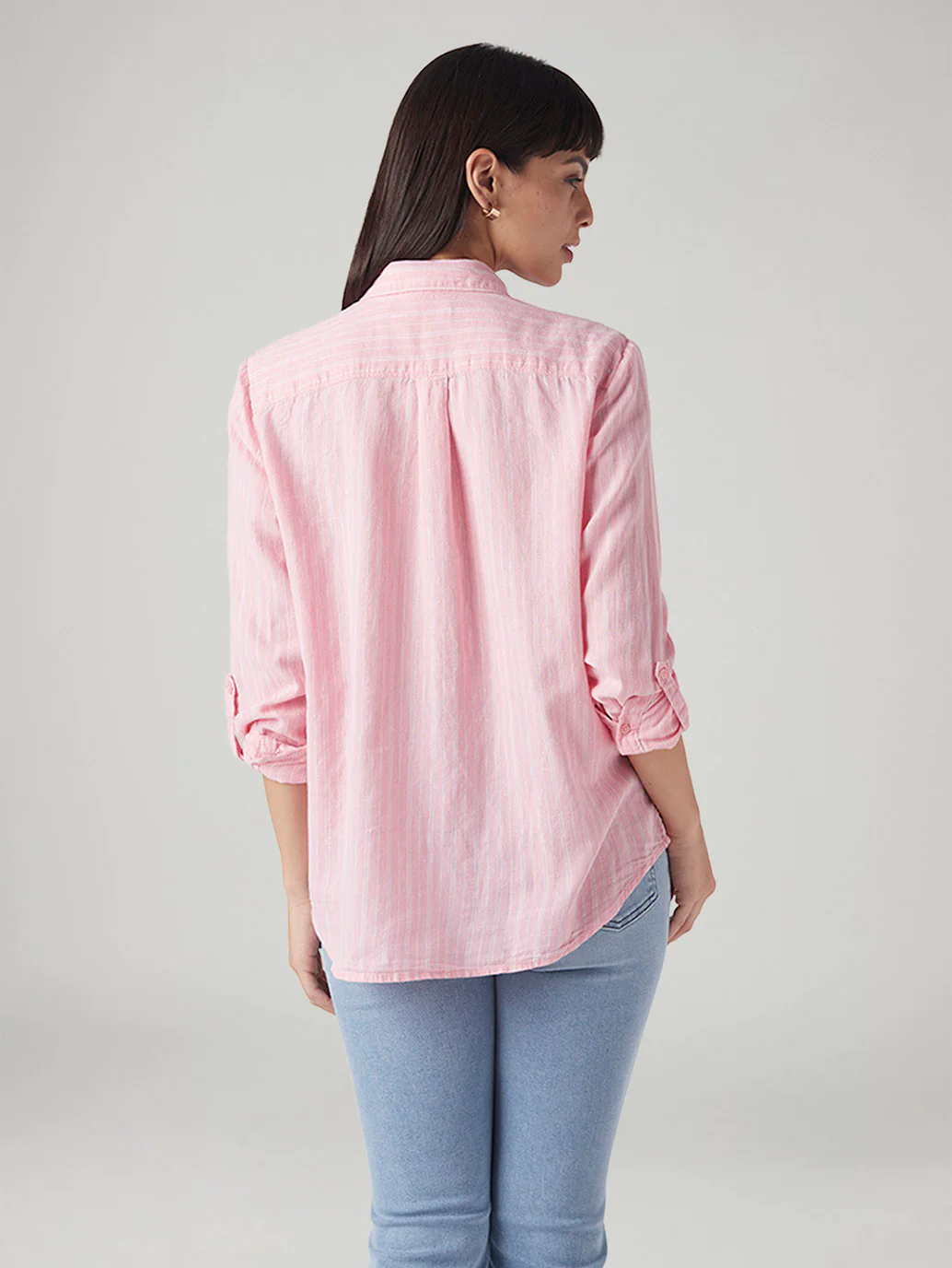 Women's Striped Relaxed Fit Linen Shirt - Image 3