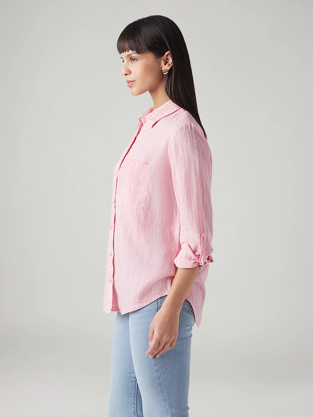 Women's Striped Relaxed Fit Linen Shirt - Image 5