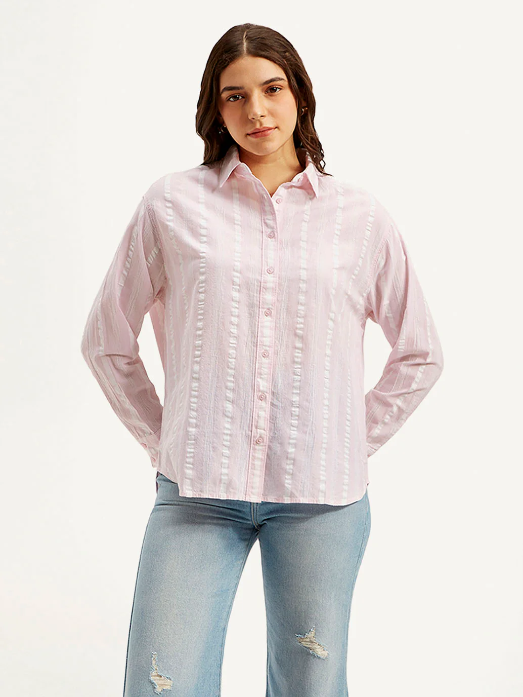 Women's Striped Relaxed Fit Shirt - Image 2