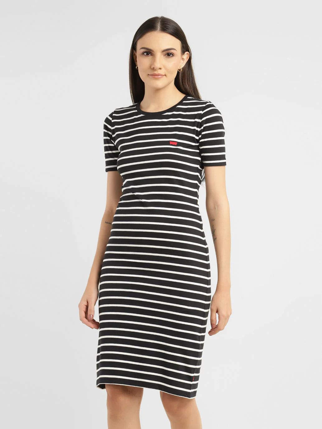 Women's Striped Round Neck Dress - Image 2