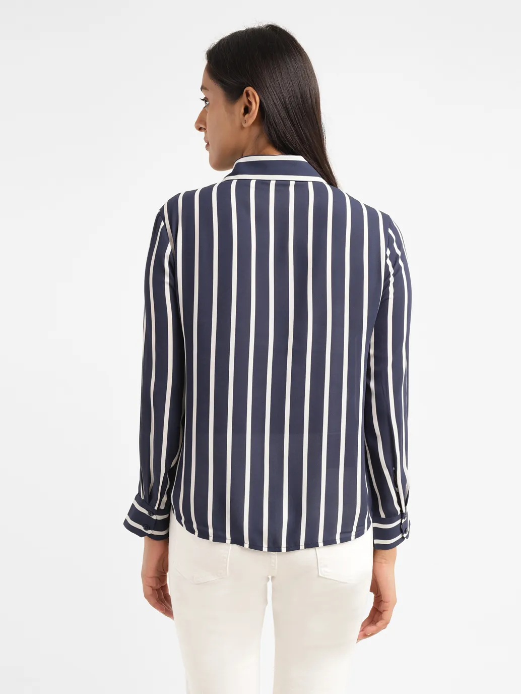Women's Striped Shirt Collar Shirt - Image 3
