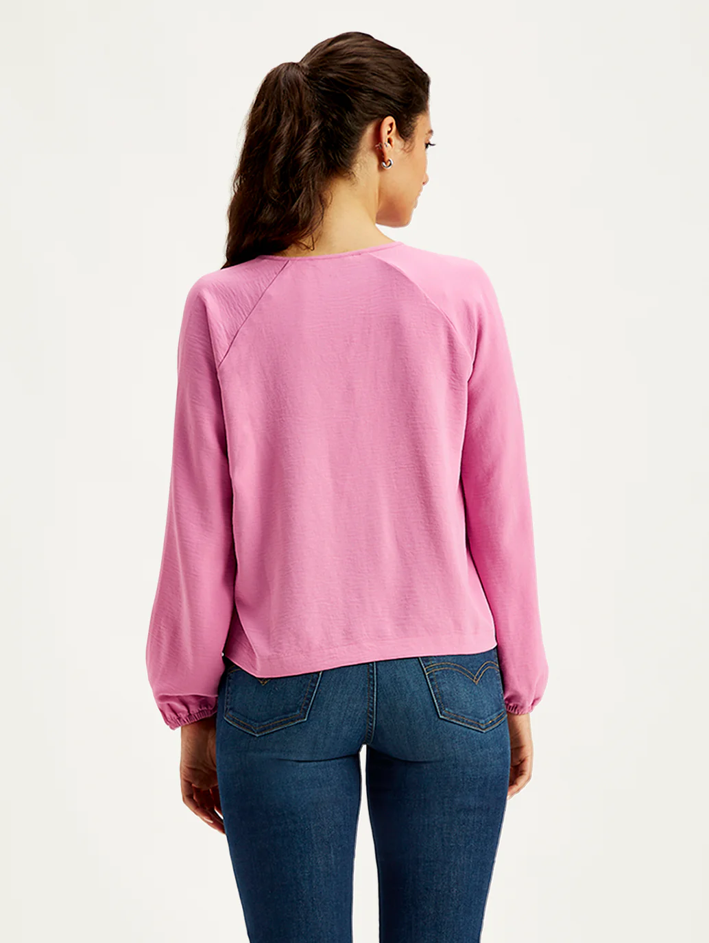 Women's Textured Pink Mock Neck Top - Image 2