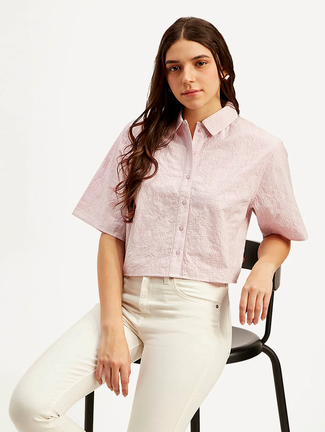 Women's Textured Spread Collar Shirt - Image 2