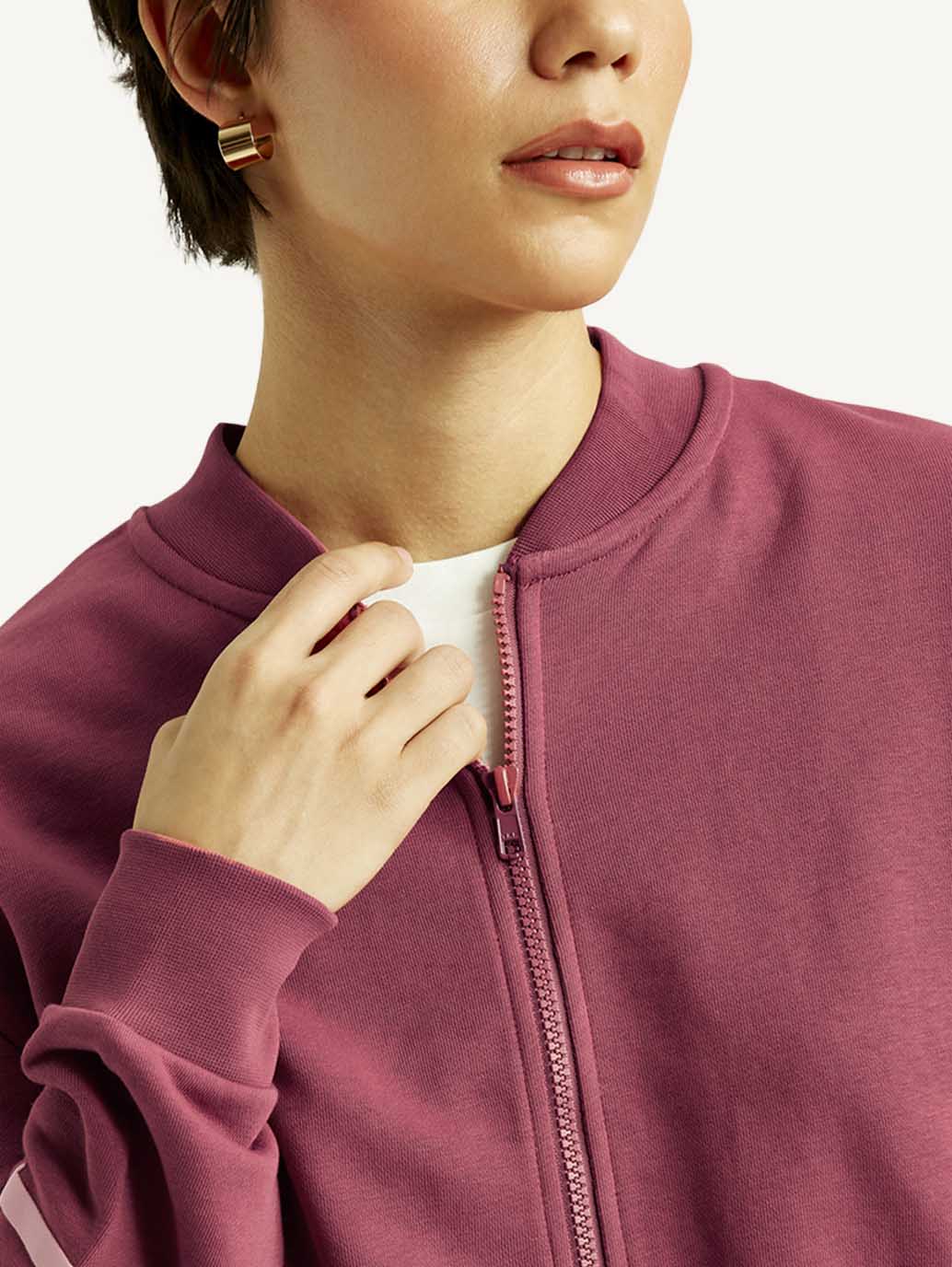 Women's Typographic Burgundy Bomber Jacket - Image 3