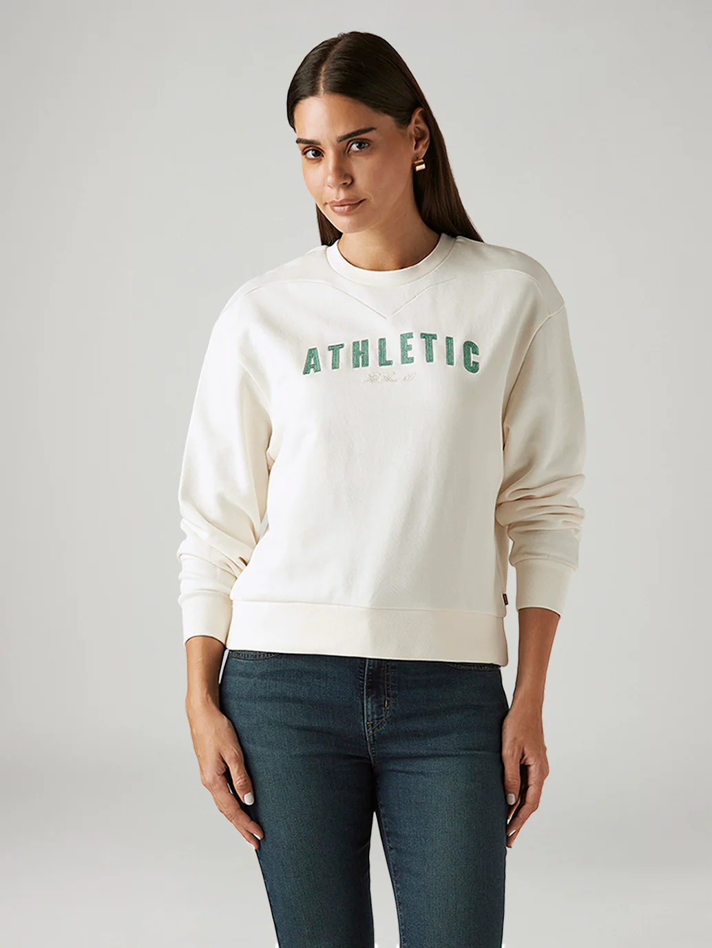 Women's Typography White Crew Neck Sweatshirt - Image 2